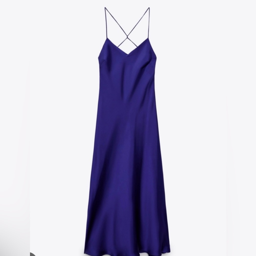 ZARA Satin Effect Midi Dress (NWT)